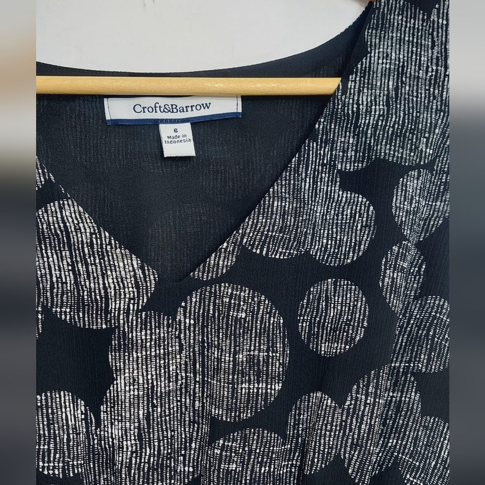 Croft & Barrow Women's Size 6 Dress Sleeveless Black Gray - Picture 4 of 11